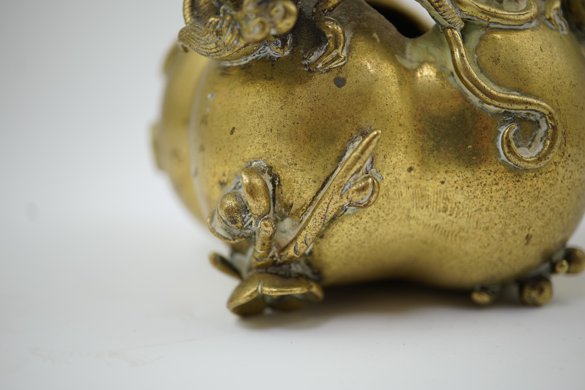 A large Chinese bronze rectangular censer and cover, Xuande seal mark, and a ‘plum blossom and chilong’ bronze censer, both 19th century